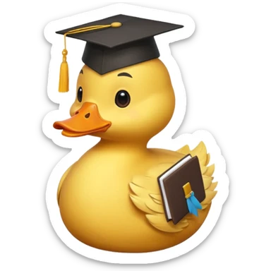 yellow duck with a student graduation hat sticker