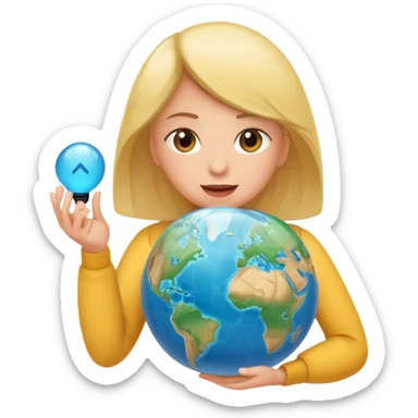 bola del mundo internet y una cara en medio mirando un movil sticker