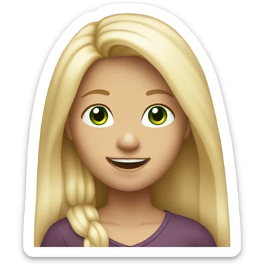 Girl white with long blonde hair dark green eyes and large very white teeth  sticker