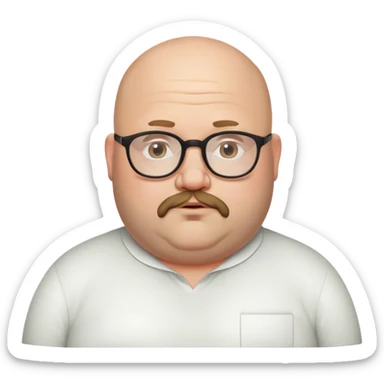 fat bald man with glasses & thin beard sticker