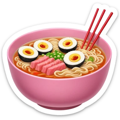 Ramen in a pink bowl sticker