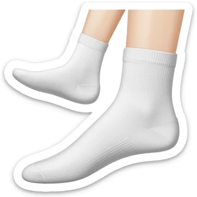 woman's feet wearing white crew socks viewed from directly underneath showing soles sticker