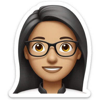 long brunette hair girl with black glasses and a pink chef outfit sticker