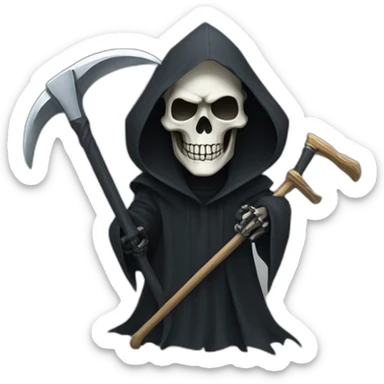 grim reaper with a scythe the blade of which is a keyboard sticker