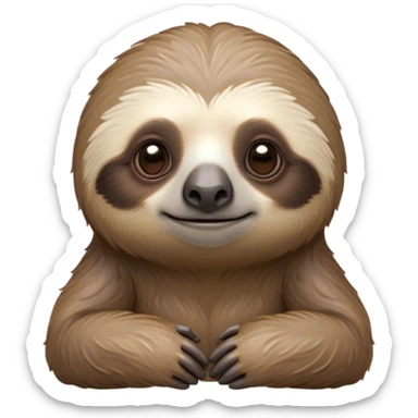 Cinematic Noble Sloth Portrait Emoji, Poised and serene, with a leisurely, gentle build and calm, wise eyes adorned with soft, textured fur, Simplified yet sharp and sophisticated features, highly detailed, glowing with a soft, tranquil glow, high shine, intelligent and unhurried, stylized with an air of relaxed authority, focused and composed, soft glowing outline, capturing the essence of a watchful and confident guardian that appears ready to slowly emerge from the screen with effortless grace! sticker