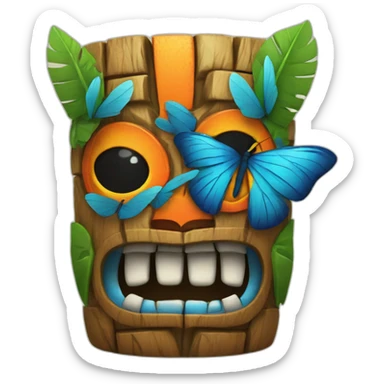 Tiki with colors blue and orange-butterfly-tornade sticker
