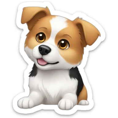 Dog half pomeranian quarter beagle quarter american eskimo with black and white fur sticker