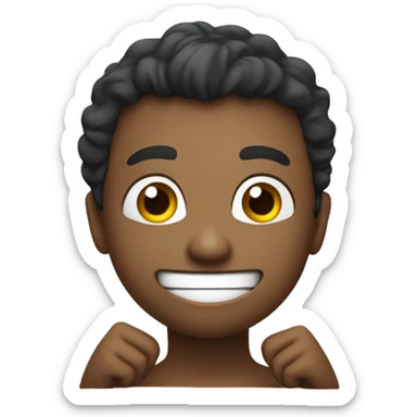 smiling emoji w hands on chin kicking feet  sticker