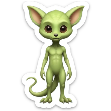 full body ...cute peacefull alien furry with 2 legs ....stands upright and looks intelligent ...wears clothing. not green..looks happy and cuddly... doesnt have eyes on face, there is a stalk coming from top of head with a single large eye sticker