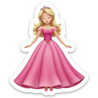 full body Sleeping Beauty Aurora with pink dress, blonde hair, minimal style sticker