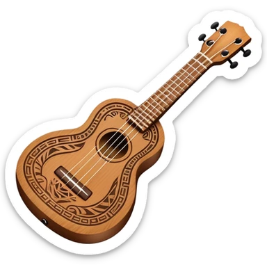Ukulele with tribal Hawaiian carvings sticker