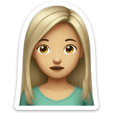 Girl with middle hair sad with 1 tear sticker