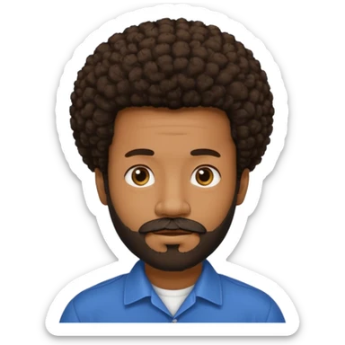 black man with beard, mustache, and short afro sticker