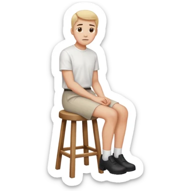 a person sitting on stool straight backs turned sticker