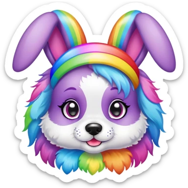 Lisa Frank Easter bunny headband on dog sticker