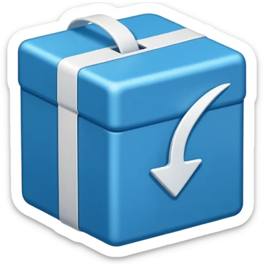 Blue box with a white check mark in the middle of the blue box that is a little bit tilted to the right and its 1 dimensional  sticker