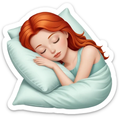 Sleeping beauty redhead white girl with a silk pillow sticker