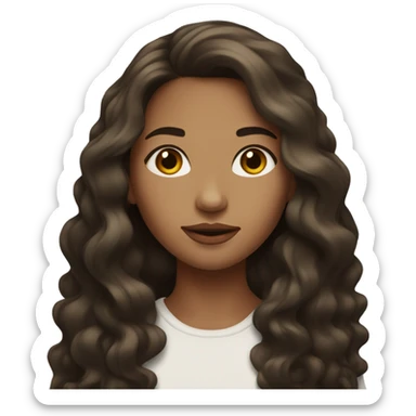 A young woman with light brown skin, very long black wavy long hair  sticker