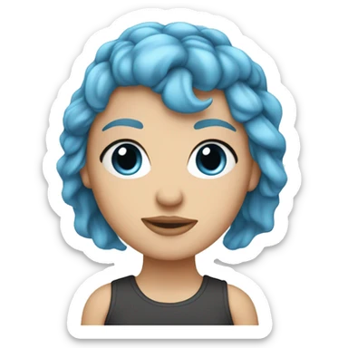 Face of a feminist white girl, blue hair strands sticker