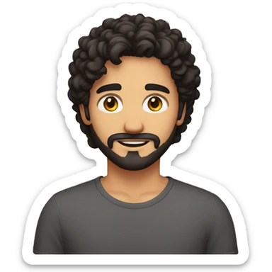 youn man, latin,washed out red shirt, semi curly short hair, 3 day beard, black hair, dark brown eyes sticker