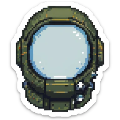 pixel art icon combining user profile silhouette with astronaut helmet, compact square format, suitable for info or user interface sticker