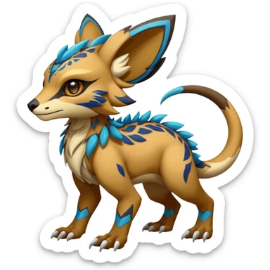 Rare realistic exotic cute epic pretty beautiful handsome gorgeous aesthetic colorful vibrant Vernid-Protogen-Primagen-Wickerbeast-species-Fakemon-creature by LiLaiRa, beautiful intricate markings, full body sticker