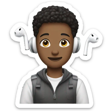 boy with airpods sticker