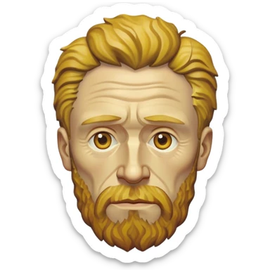 Cinematic Realistic Vincent van Gogh Portrait Emoji, depicted as the iconic artist with expressive brushstrokes and soulful eyes, rendered with rich textured detail and dynamic emotive lighting that captures his creative genius. sticker