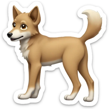 4 legs a light brown puppy-like wolf with black hair on its ears sticker