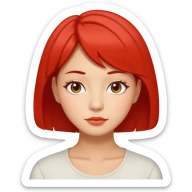 A woman in her 20s with medium short hair without bangs, with double eyelids, a round face shape, with a confident look on her face. And her nickname is tomato. sticker