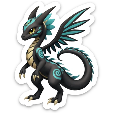 Tribal Exotic Meloetta-Stitch-Zekrom-Salandit-fusion, full body, tribal markings  sticker