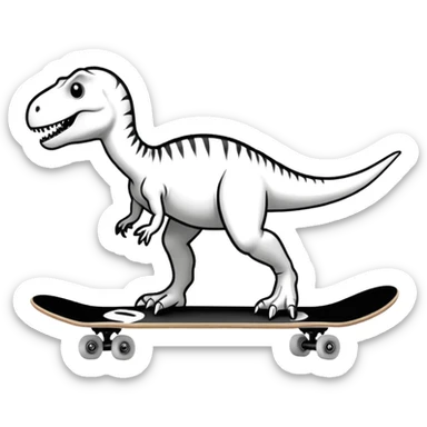 draw outline Dinosaur on a skateboard sticker