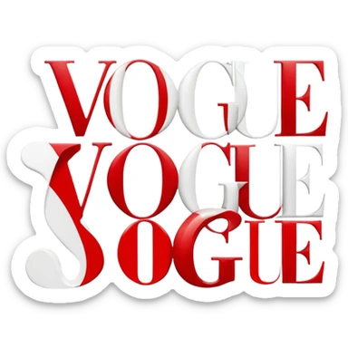 Create a red Vogue magazine with white letters sticker