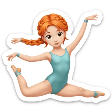 A young dancer with braided orange hair, practicing a gentle arabesque. sticker