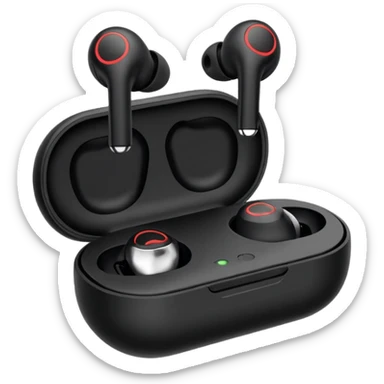  black wireless earbuds that wrap over the ear sticker