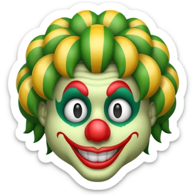 Snake wearing a clown wig sticker
