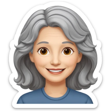 Femme 53 ans cheveux gris ondulés  sticker