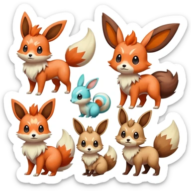 Meloetta-Flareon-Furret-Linoone-Eevee-Pokémon-Fakémon-creature sticker