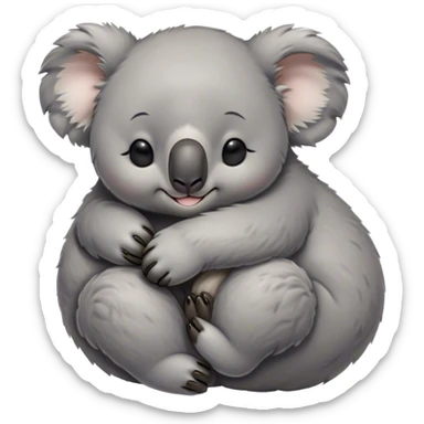 Meme-Worthy Cute Sleeping Koala Portrait Emoji, Head resting peacefully with a contented smile, showcasing a cuddly build and a luxuriously soft grey fur, eyes shut in a serene, restful snooze, Simplified yet hilariously adorable features, highly detailed, glowing with a soft, drowsy light, high shine, relaxed and utterly lovable, stylized with an air of playful laziness, bright and heartwarming, soft glowing outline, capturing the essence of a comically sleepy koala, so meme‐worthy it feels like it could instantly become the next viral sensation of adorable slumber! sticker