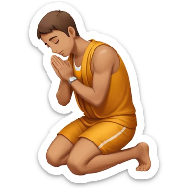 a man pleading on knees with hands in prayer  sticker