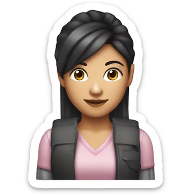  haired dark hair light skin girl playing nintendo ds sticker