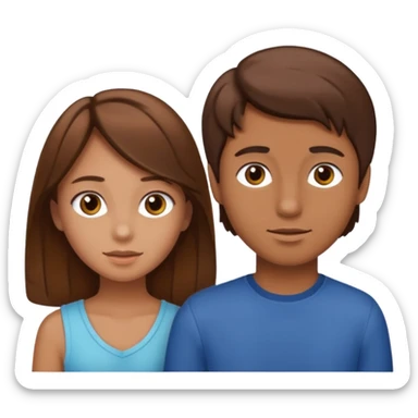 a girl with brown hair and tan skin with a boy with brown hair   sticker