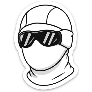 Face with black balaclava and black tinted sports glasses sticker