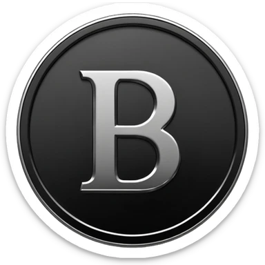 Emoji icon of a metal coin with engraved letter 8, minimalist style, isolated, only black color sticker