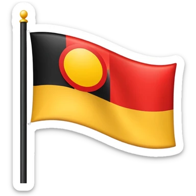a rectangular flag split horizontally with the top half solid black and the bottom half solid red with a medium-sized yellow circle in the middle sticker