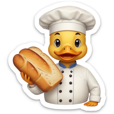 duck serving a loaf of gluten bread sticker