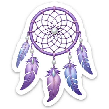 Iridescent Pastel Violet lavender dreamcatcher, white bead pearls  sticker
