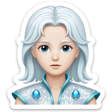 Uranus from Gods and Goddesses with long white hair, white sequin outfit sticker