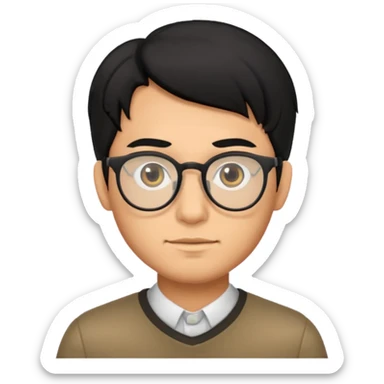 Black haired male with eyeglasses sticker