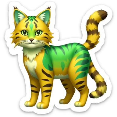 Green and Yellow Electrike-Sprigatito-Bobcat-Amaura-Aurorus-Shiny-glorp-cat-fusion (full body) sticker